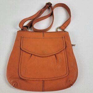Fossil Shoulder Bag Orange Leather 11" X 11.5" X 2.5"
